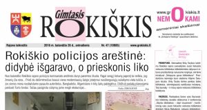 Antradienio "Gimtojo Rokiškio" numeris.