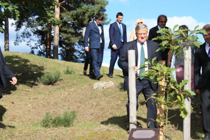 Prezidentas Bronislavas Komorovskis Kavoliškyje, prie ąžuoliuko, paties sodinto kone prieš metus.
