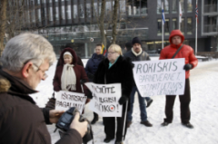 Protesto akcija prie Norvegijos ambasados Vilniuje. Gedimino Savickio (ELTA) nuotr.